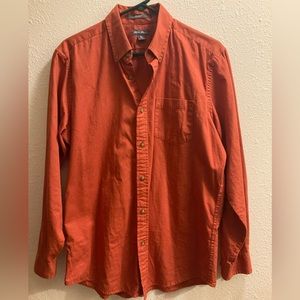 Eddie Bauer Men’s LS Shirt Orange SMALL